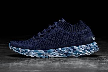 Navy Nobull Midnight Wild Ocean Knit Runner Men's Running Shoes | CA B1092E